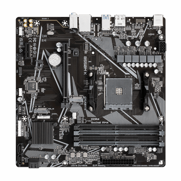 PLACA MÃE GIGABYTE B550M K AM4 4XDDR4(MÁX128GB) 4 SATA 2 M.2 2XUSB 3.2 4XUSB 2.0 1XHDMI - Imagem 2