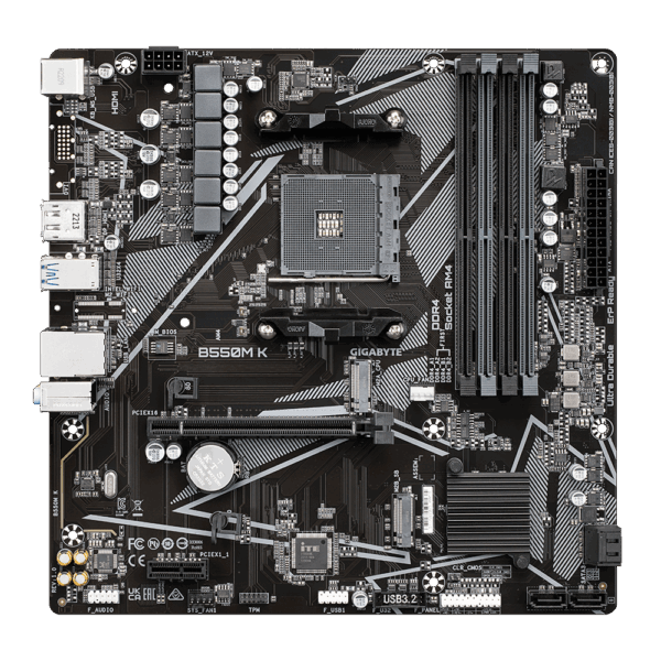 PLACA MÃE GIGABYTE B550M K AM4 4XDDR4(MÁX128GB) 4 SATA 2 M.2 2XUSB 3.2 4XUSB 2.0 1XHDMI - Imagem 3