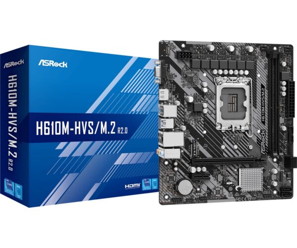 PLACA MÃE ASROCK H610M-HVS/M.2 R2.0 LGA1700 2XDDR4 3200 DIMM 64GB 4XSATA3 2XUSB3.2 4XUSB2.0 REDE GIGA 1XM.2/KEY M 1XHDMI