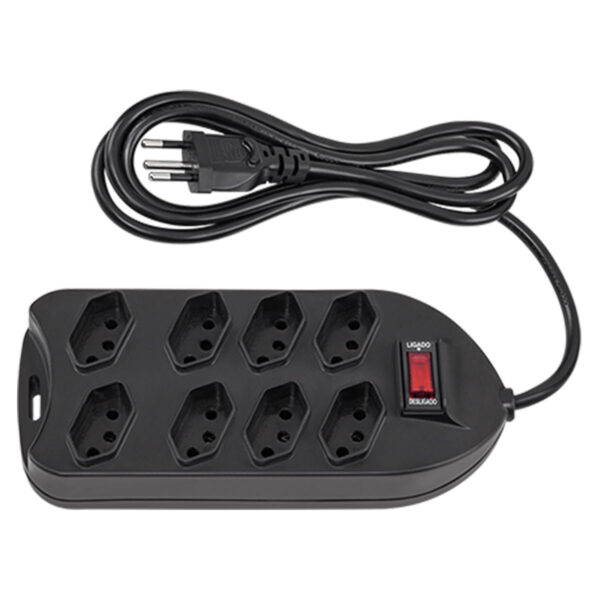 PROTETOR ELETRONICO C/8 TOMADAS EPE 1008 PRETO 4824004 - Imagem 2
