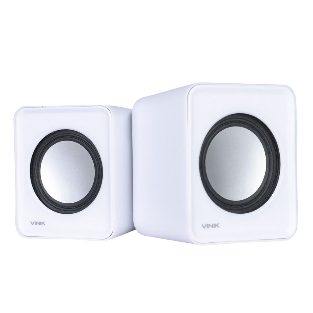 CAIXA DE SOM 2.0 USB 5V 2X 1W COM CONTROLADOR DE VOLUME BRANCA - VS-01B