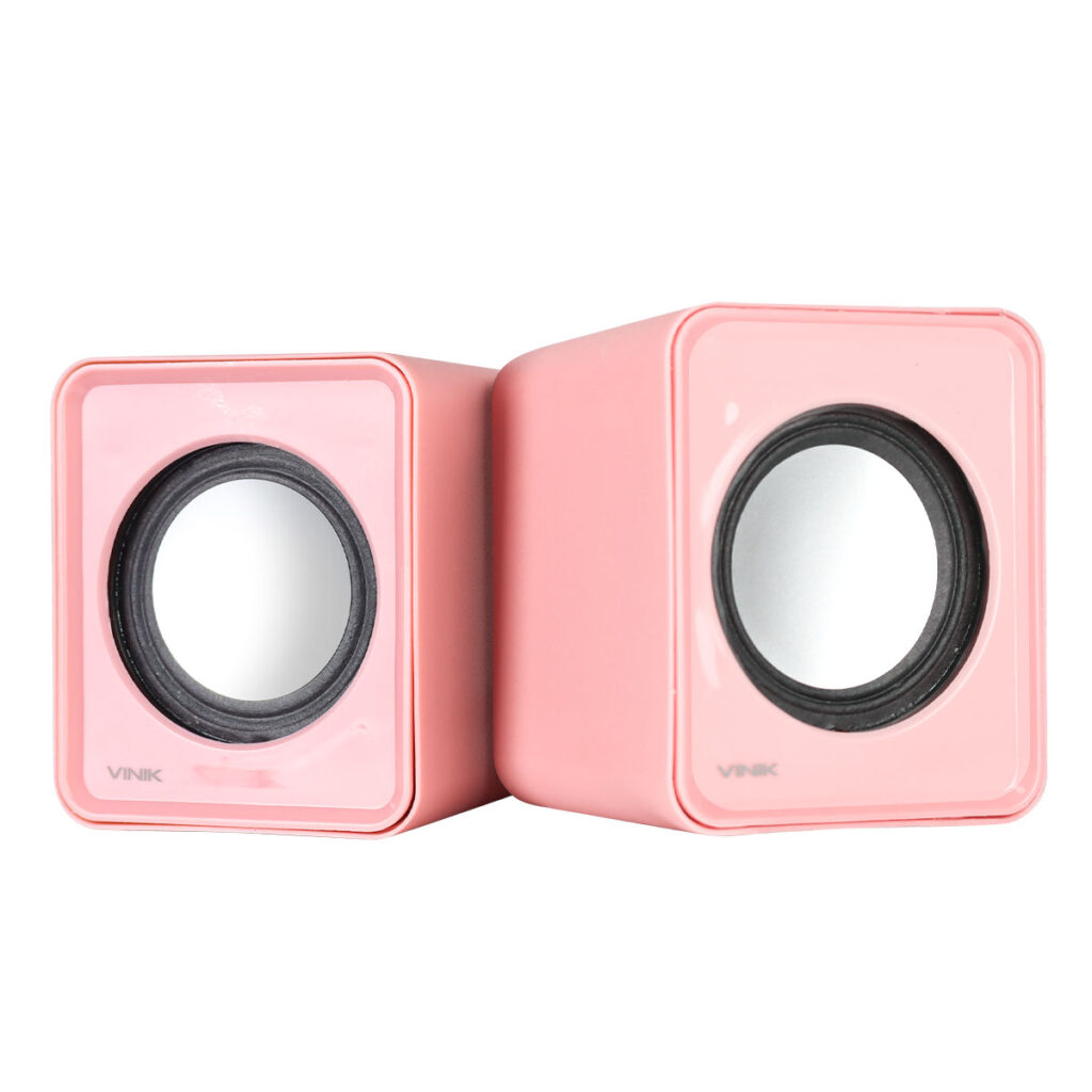 CAIXA DE SOM 2.0 USB 5V 2X 1W COM CONTROLADOR DE VOLUME ROSA - VS-01R