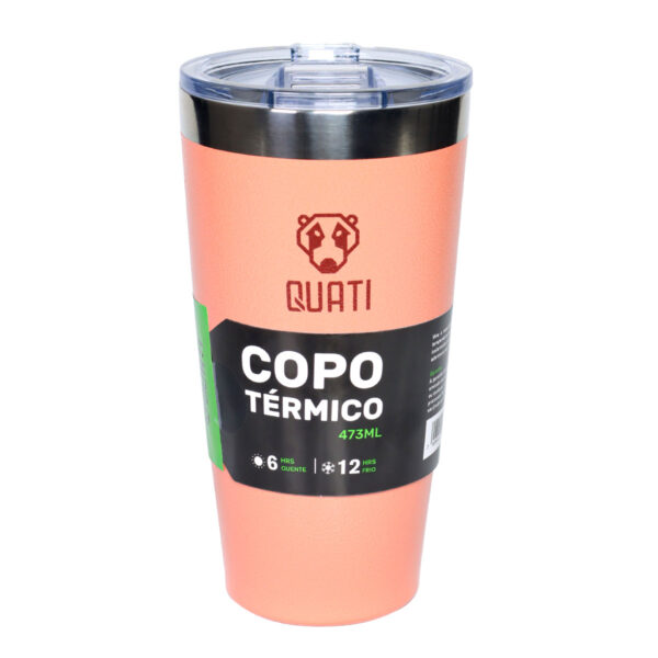 COPO TERMICO QUATI COM TAMPA 473ML CORAL -  CCCT473 - Imagem 8