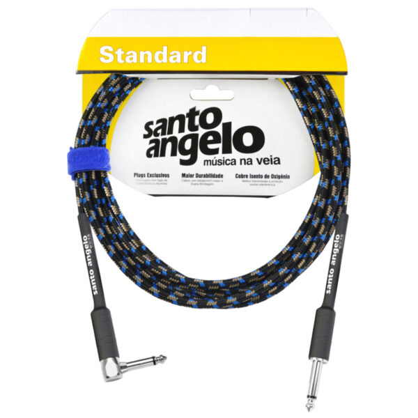 CABO DE GUITARRA ANGEL TX 0,30MM CONECTOR P10/P10 90º 10FT 3,05 METROS TEXTIL - Imagem 3