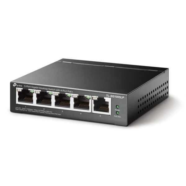 SWITCH GIGABIT PROFISSIONAL 10/100/1000 C/ 5 PORTAS (SENDO 4 POE) TL-SG1005LP SMB - Imagem 2