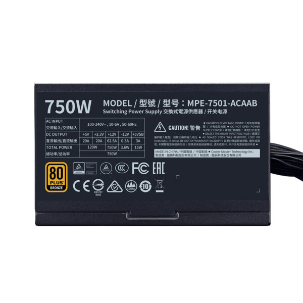FONTE COOLER MASTER MWE 750W - 80 PLUS BRONZE V2- MPE-7501-ACAAB-BR - Imagem 3