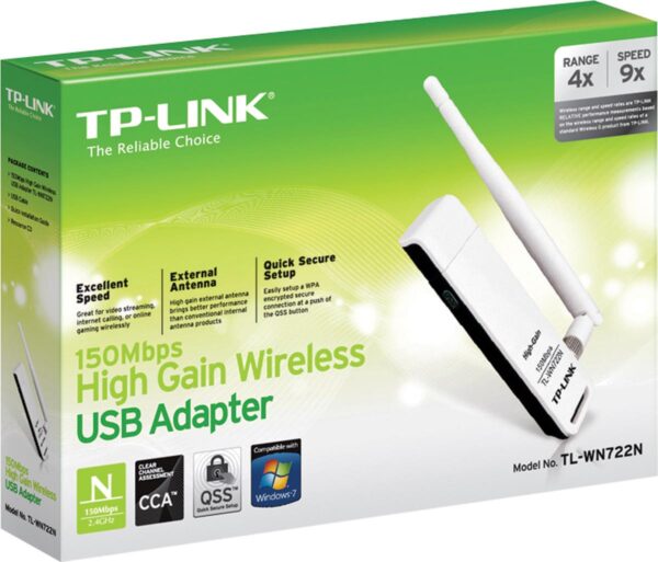 ADAPTADOR USB WIRELESS N 150MBPS 1 ANTENA DESTACAVEL 4DBI TL-WN722N - Imagem 2