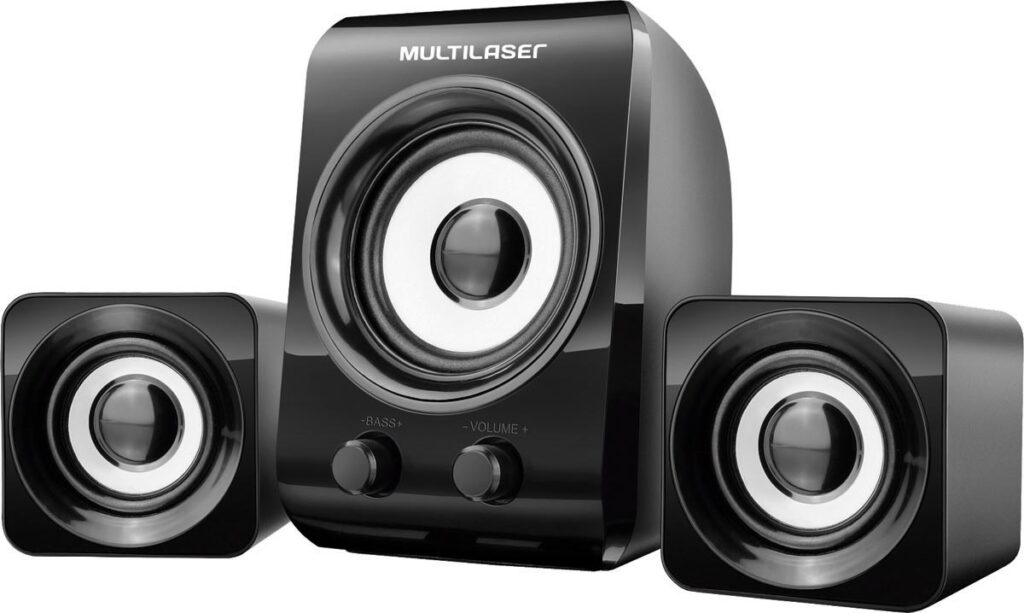 CAIXA DE SOM MULTIMÍDIA 2.1 8W+3W RMS PRETO SP172