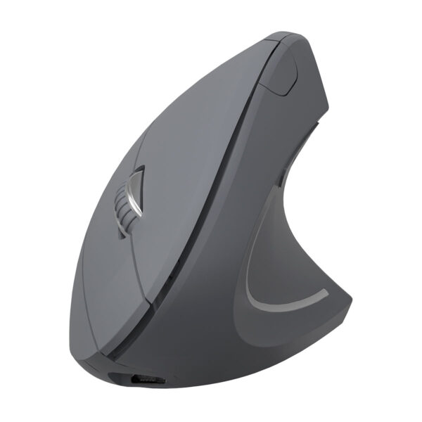 MOUSE SEM FIO RECARREGAVEL 2.4 GHZ VERTICAL ERGONOMICO ORTOPEDICO POWER FIT 1600 DPI CINZA USB - PM300 - Imagem 2