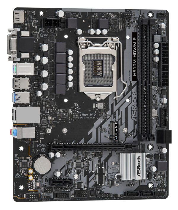 PLACA MÃE ASROCK LGA1200 H510M-HDV/M.2 2XDDR4 3200MHZ DIMM 64GB, 2XUSB 3.2, 4XUSB 2.0, 4XSATA, HDMI, DVI-D, VGA, GIGABIT - Imagem 2