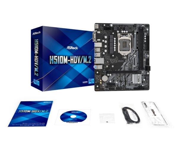 PLACA MÃE ASROCK LGA1200 H510M-HDV/M.2 2XDDR4 3200MHZ DIMM 64GB, 2XUSB 3.2, 4XUSB 2.0, 4XSATA, HDMI, DVI-D, VGA, GIGABIT - Imagem 6