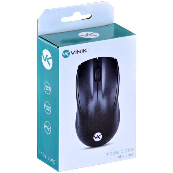 MOUSE USB CORP 1000 DPI CABO 1.8M - VINIK - CM100 - Imagem 2