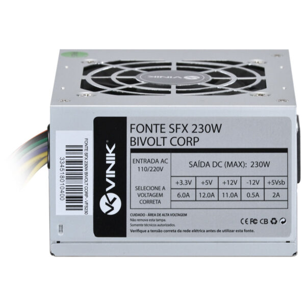 FONTE PARA GABINETE SLIM SFX 230W REAL BIVOLT CORP - VFS230 - Imagem 4
