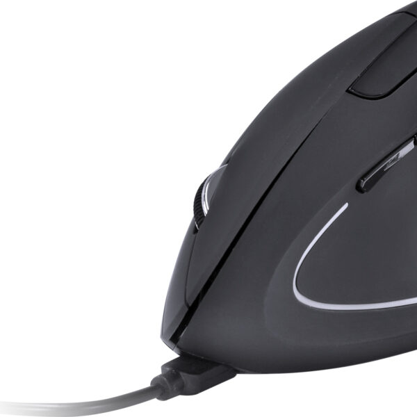 MOUSE SEM FIO RECARREGAVEL 2.4 GHZ VERTICAL ERGONOMICO ORTOPEDICO POWER FIT 1600 DPI PRETO USB - PM300 - Imagem 3