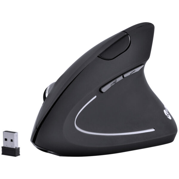 MOUSE SEM FIO RECARREGAVEL 2.4 GHZ VERTICAL ERGONOMICO ORTOPEDICO POWER FIT 1600 DPI PRETO USB - PM300 - Imagem 8