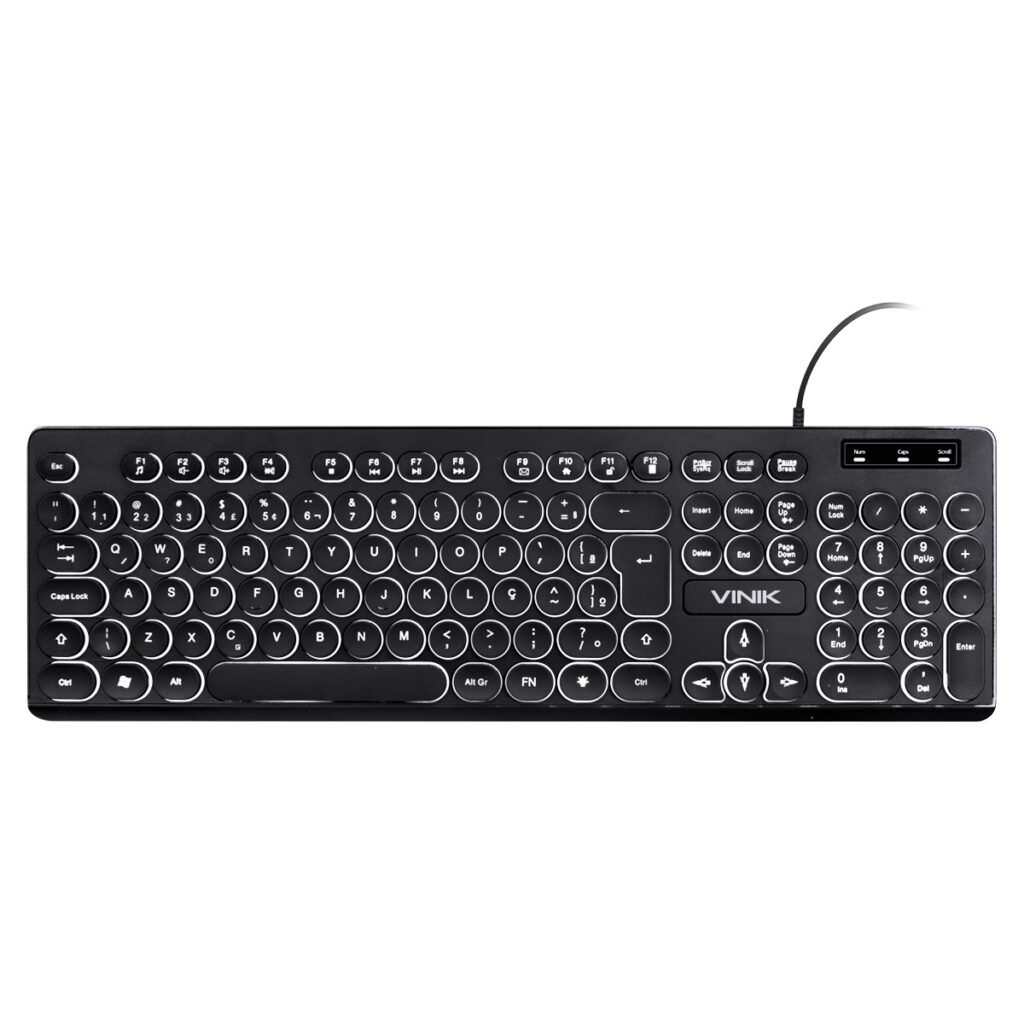 TECLADO USB MULTIMIDIA SLIM CHOCOLATE TECLAS REDONDAS LED BRANCO 1.8M - TC200