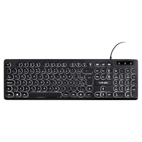 TECLADO USB MULTIMIDIA SLIM CHOCOLATE TECLAS REDONDAS LED BRANCO 1.8M - TC200