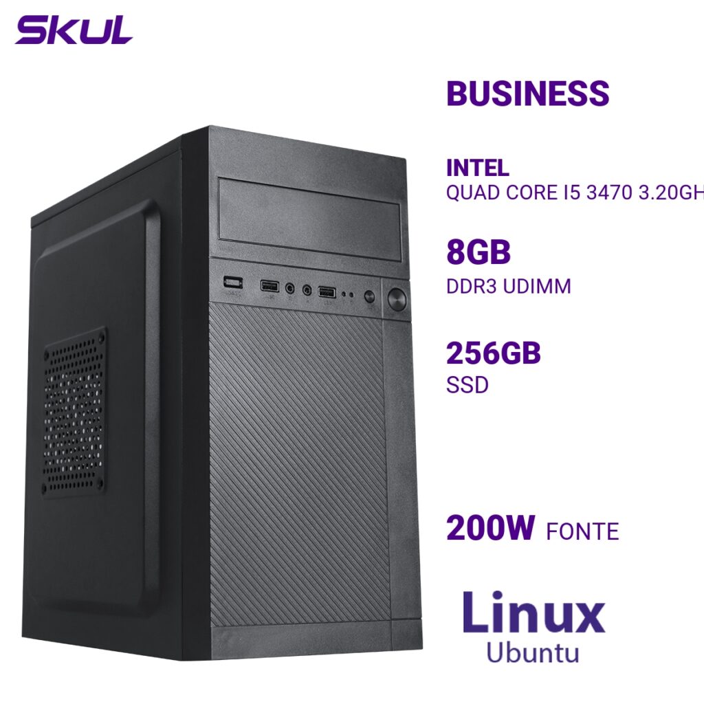 COMPUTADOR B500 QUAD CORE I5 3470 3.20GHZ MEMÓRIA 8GB DDR3 SSD 256GB FONTE 200W  LINUX UBUNTU