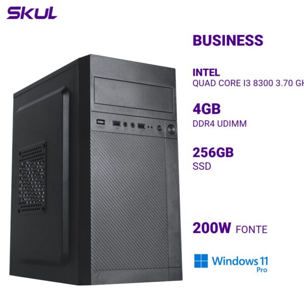COMPUTADOR B300 QUAD CORE I3 8300 3.70 GHZ MEMÓRIA 4GB DDR4 SSD 256GB FONTE 200W WINDOWS 11 PRO