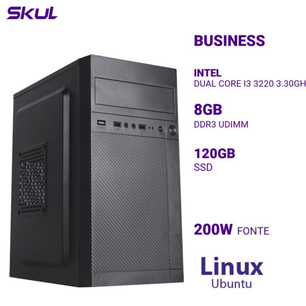 COMPUTADOR B300 DUAL CORE I3 3220 3.30GHZ MEMÓRIA 8GB DDR3 SSD 120GB FONTE 200W LINUX UBUNTU