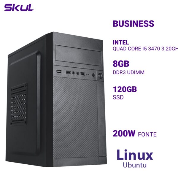 COMPUTADOR B500 QUAD CORE I5 3470 3.20GHZ MEMÓRIA 8GB DDR3 SSD 120GB FONTE 200W LINUX UBUNTU