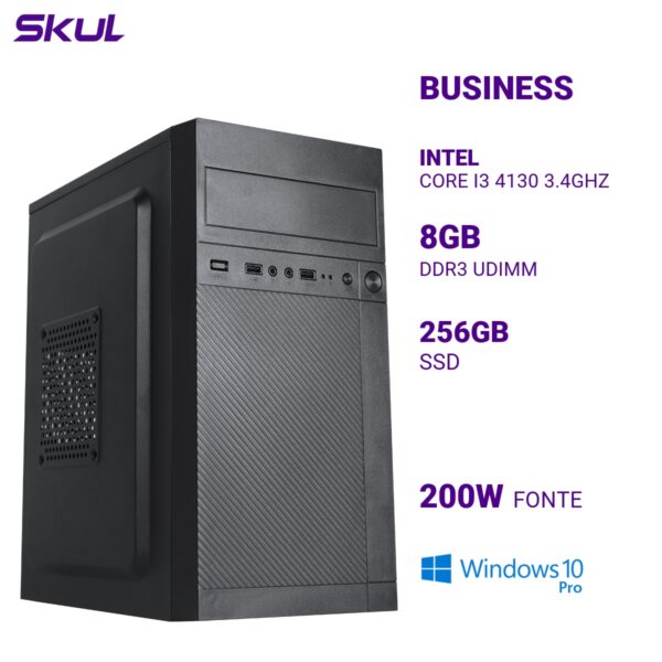 COMPUTADOR B300 CORE I3 4130 3.4GHZ MEMÓRIA 8GB DDR3 SSD 256GB FONTE 200W WINDOWS 10 PRO