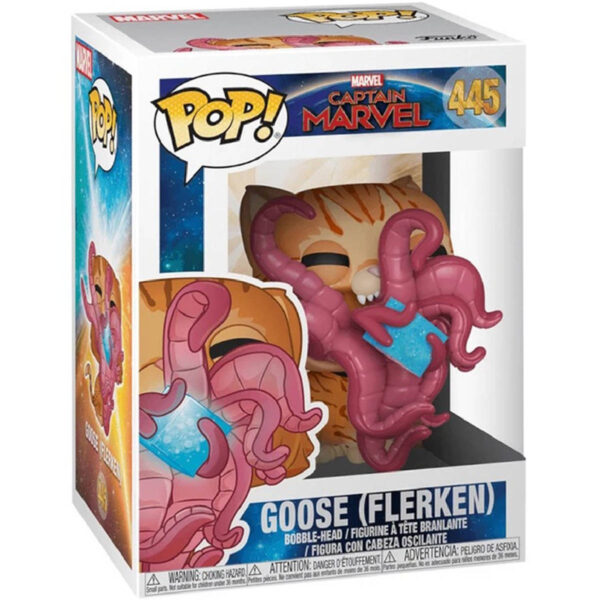 POP! CAPITÃ MARVEL - GOOSE (FLERKEN) - BRILHA NO ESCURO - #445 (CHANCE DE CHASE) - Imagem 3