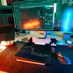 Blockchain Market Analysis Fintech Workspace home office interior computer equipment laptop tablet