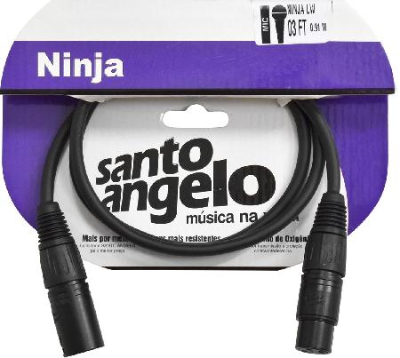 CABO PARA MICROFONE XLR M / XLR F NINJA LW 03FT 0,91M PRETO