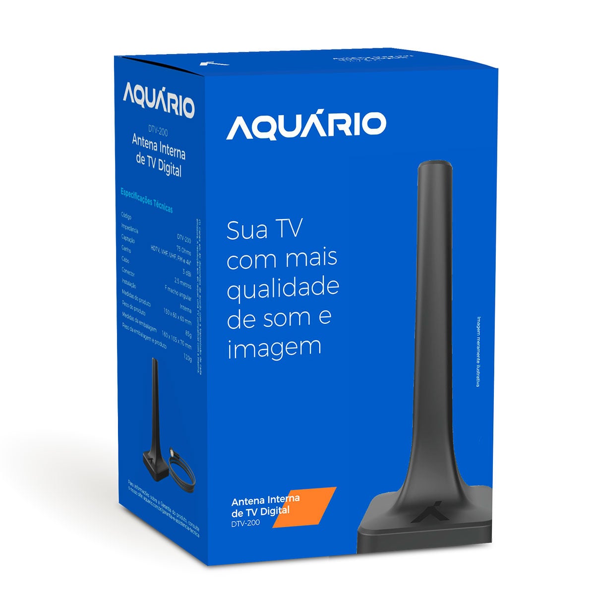 ANTENA DIGITAL HDTV 4 EM 1 VHF/UHF/FM/HDTV USO INTERNO OU EXTERNO COM CABO 2,5 METROS DTV-200 - Imagem 4