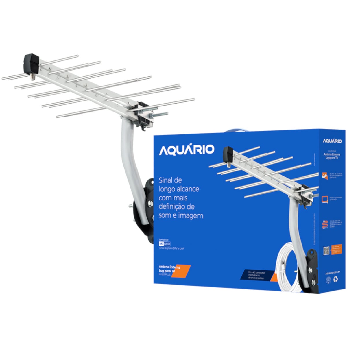 ANTENA DIGITAL EXTERNA LOG PARA TV HDTV/UHF/4K 12DBI 20 ELEMENTOS COM KIT DE INSTALAÇÃO LU-20-PLUS - Imagem 5