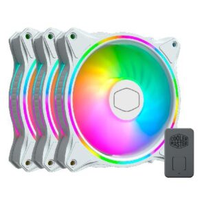KIT 3 FAN PARA GABINETE COOLER MASTER MASTERFAN MF120 HALO ARGB 120MM BRANCO  |  MFL-B2DW-183PA-R1