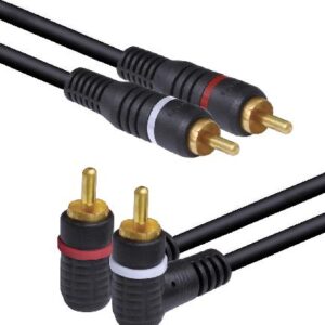 CABO 2 RCA X 2 RCA 90º ÁUDIO PROFISSIONAL 5 METROS (PACOTE C/ 10) - L22M