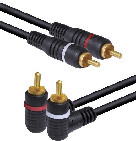 CABO 2 RCA X 2 RCA 90º ÁUDIO PROFISSIONAL 5 METROS (PACOTE C/ 10) - L22M