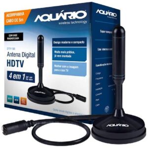 ANTENA DIGITAL HDTV 5  EM 1 VHF/UHF/FM/HDTV/4K USO INTERNO OU EXTERNO COM CABO 5 METROS DTV-150