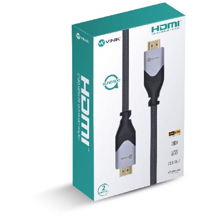 CABO HDMI 2.0 4K ULTRA HD 3D CONEXÃO ETHERNET BLINDADO EM NYLON 2 METROS - H20B-2 - Imagem 5