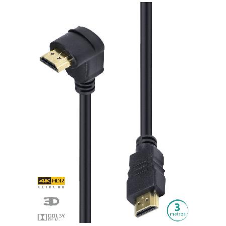 CABO HDMI 2.0 MACHO 4K 1 CONECTOR 90º - 3 METROS - H2090-3