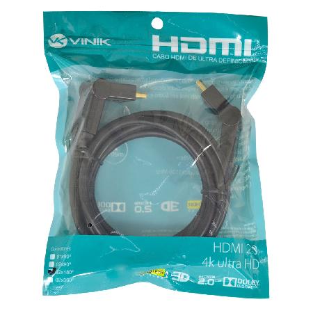 CABO HDMI 2.0 4K ULTRA HD 3D CONEXÃO ETHERNET CONECTORES 360° 2 METROS - H20B360-2 - Imagem 7