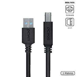 CABO P/ IMPRESSORA USB A 3.0 M P/ USB B 3.0 M - 3 MTS - PUABM3-3