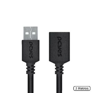 CABO EXTENSOR USB A 2.0 MACHO P/ USB A 2.0 FEMEA - 2 METROS - PUAMF2-2
