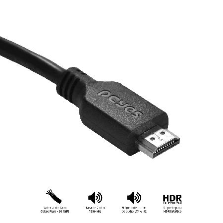 CABO HDMI 2.0 PCYES 4K/60HZ - 1 METRO - PHM20-1 - Imagem 2