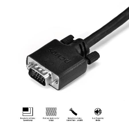CABO DE VÍDEO VGA 3+6 15 PINOS MACHO PARA VGA 3+6 15 PINOS MACHO 28AWG PURO COBRE 30 METROS - PVM36-30 - Imagem 2