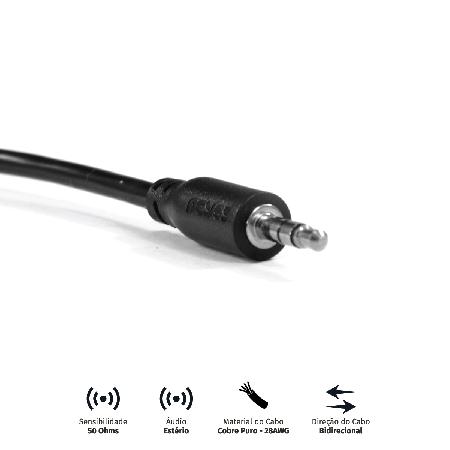 CABO AUXILIAR DE AUDIO P2 3.5MM M PARA P2 3.5MM M - 2 MTS - P35M-2