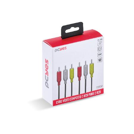CABO DE VIDEO 3 RCA M PARA 3 RCA M - 2 MTS - P3R-2 - Imagem 6