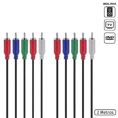 CABO DE VIDEO 5 RCA M PARA 5 RCA M - 2 MTS - P5R-2