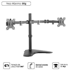 SUPORTE DE MESA FIXO PARA 2 MONITORES 13 A 32"" - PLMSM02A