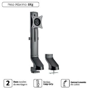 SUPORTE FIXO PARA MONITOR C/ REGULAGEM DE ALTURA - 17" A 32"" - PLMSM01F