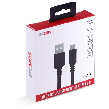 CABO PARA CELULAR CARREGAMENTO DADOS USB A 2.0 MACHO PARA USB TIPO-C - PRETO - 1 METRO - PUACP-01 - Imagem 7