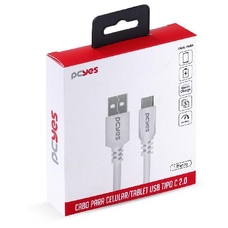 CABO PARA CELULAR TABLET CARREGAMENTO USB A 2.0 MACHO P/ USB TIPO-C - BRANCO - 1 METRO - PUACB-01 - Imagem 7