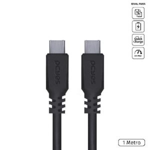 CABO PARA CELULAR CARREGAMENTO USB TIPO-C P/ USB TIPO-C 2.0 - PRETO - 1 METRO - PUCP-01
